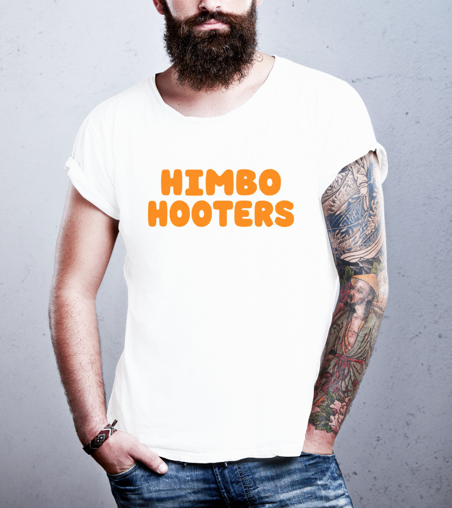Himbo Hooters Bold Orange Retro-Inspired Text T-Shirt