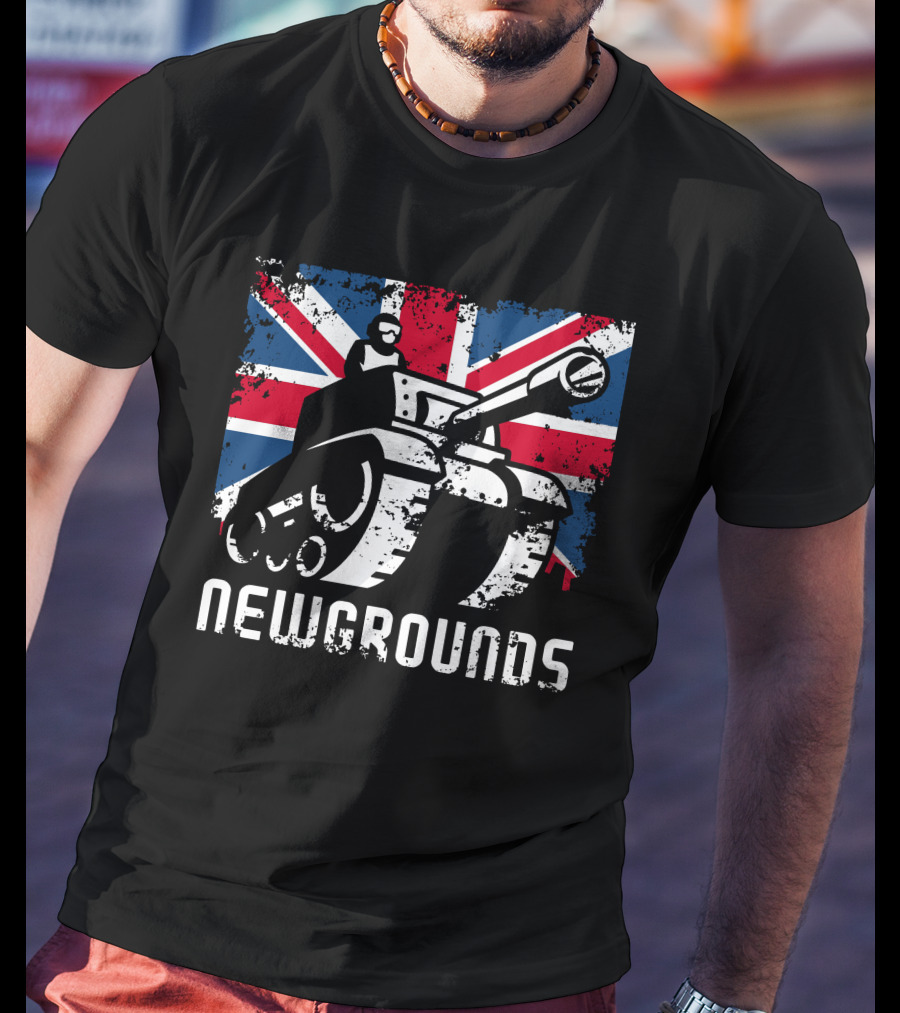 Newgrounds Tank Over Union Jack UK T-Shirt