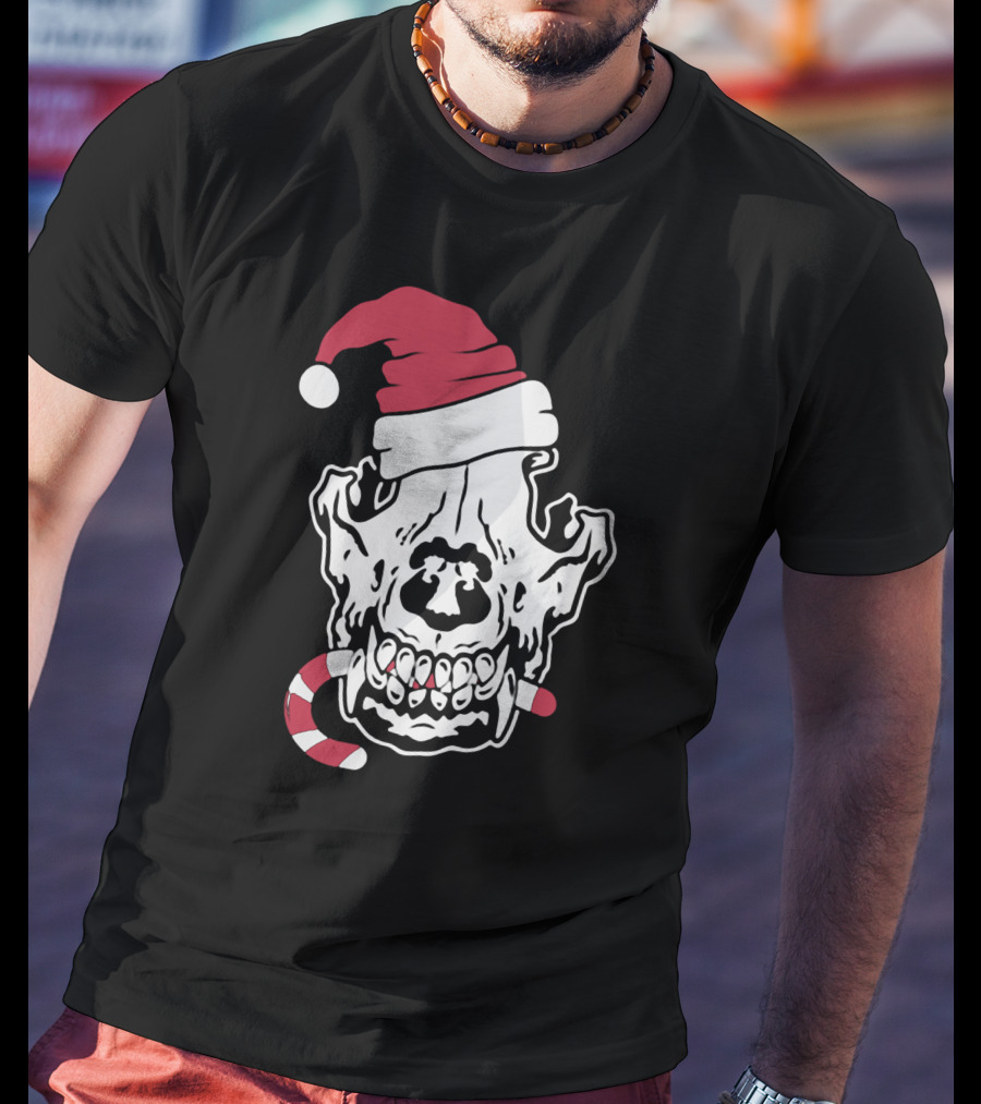 Streetspeed717 Skull Santa Candy Cane Holiday T-Shirt