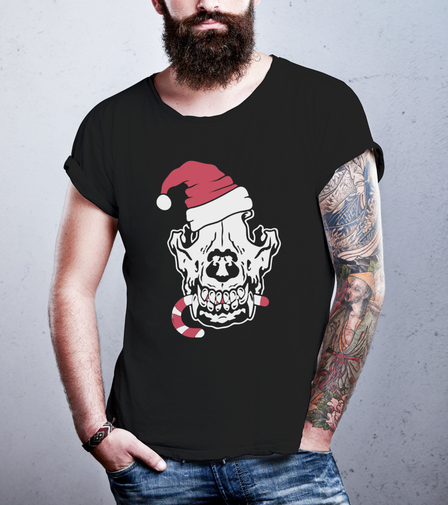 Streetspeed717 Skull Santa Candy Cane Holiday T-Shirt