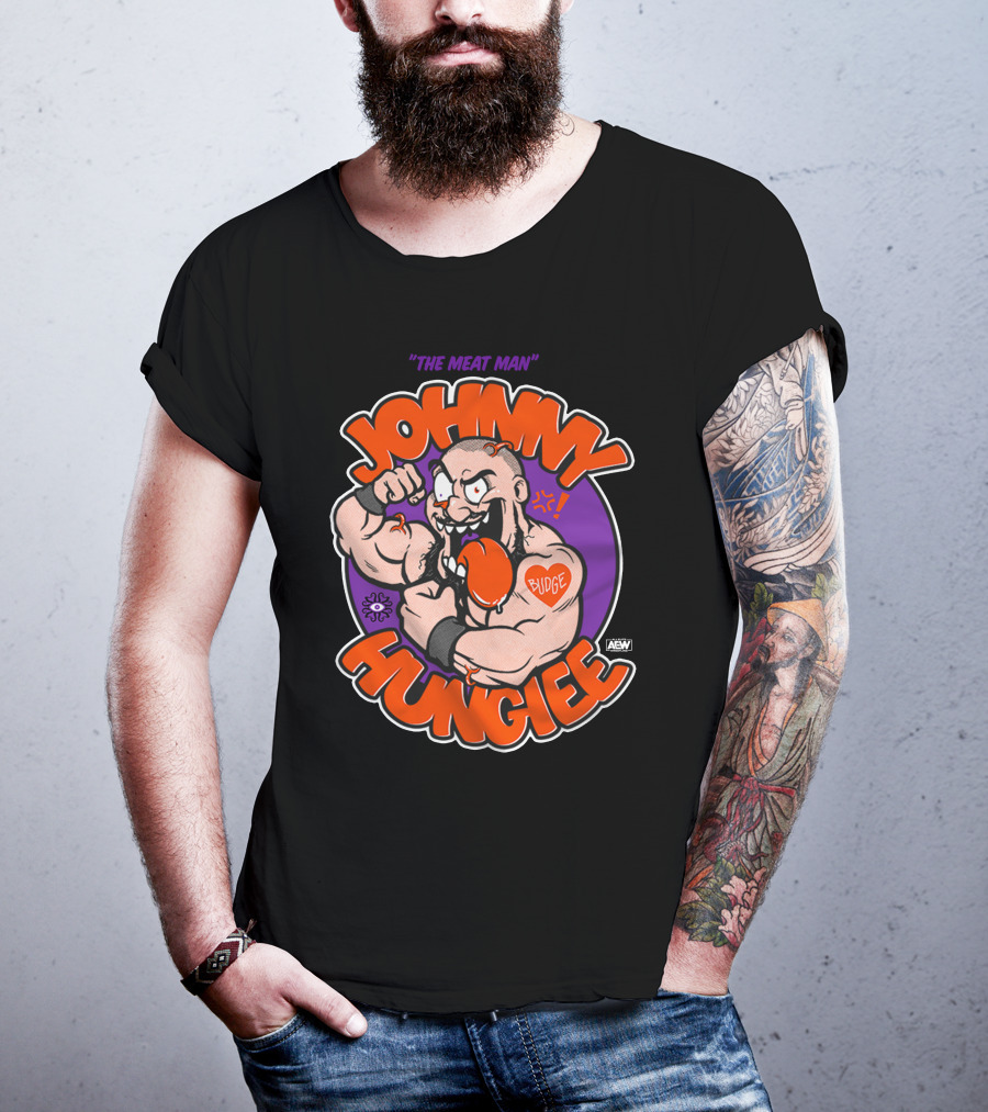 AEW Johnny Hungiee The Meat Man Budge T-Shirt