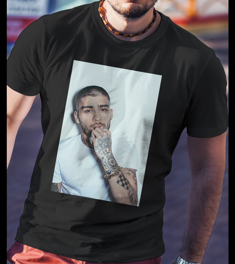 Zayn Malik Tattoo Style White Tee Casual Look T-Shirt