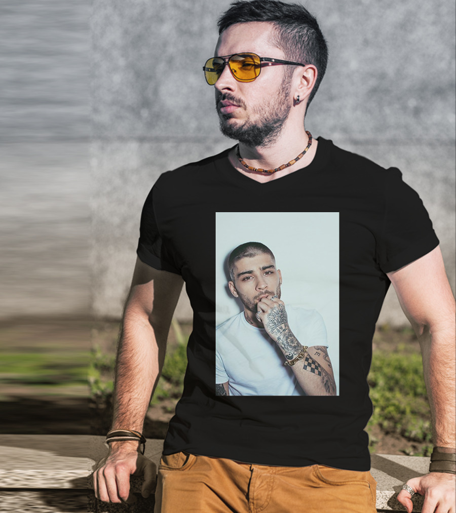 Zayn Malik Tattoo Style White Tee Casual Look T-Shirt
