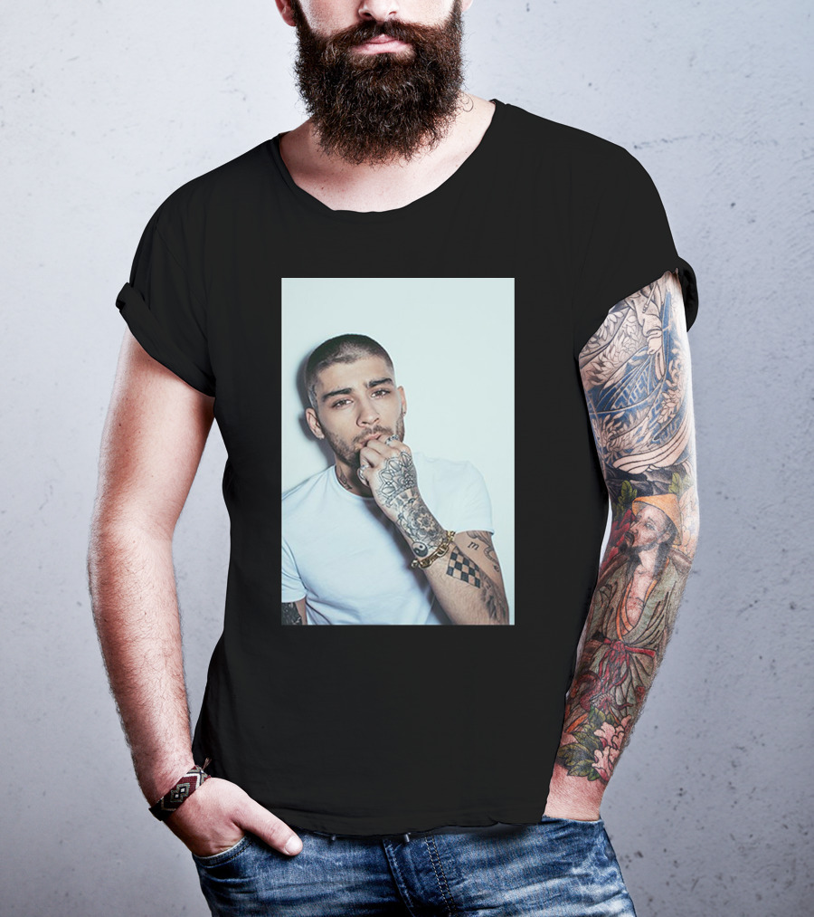 Zayn Malik Tattoo Style White Tee Casual Look T-Shirt