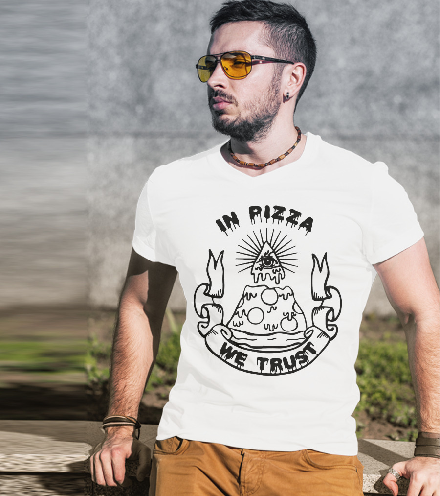 In Pizza We Trust Eye Pyramid Slice T-Shirt