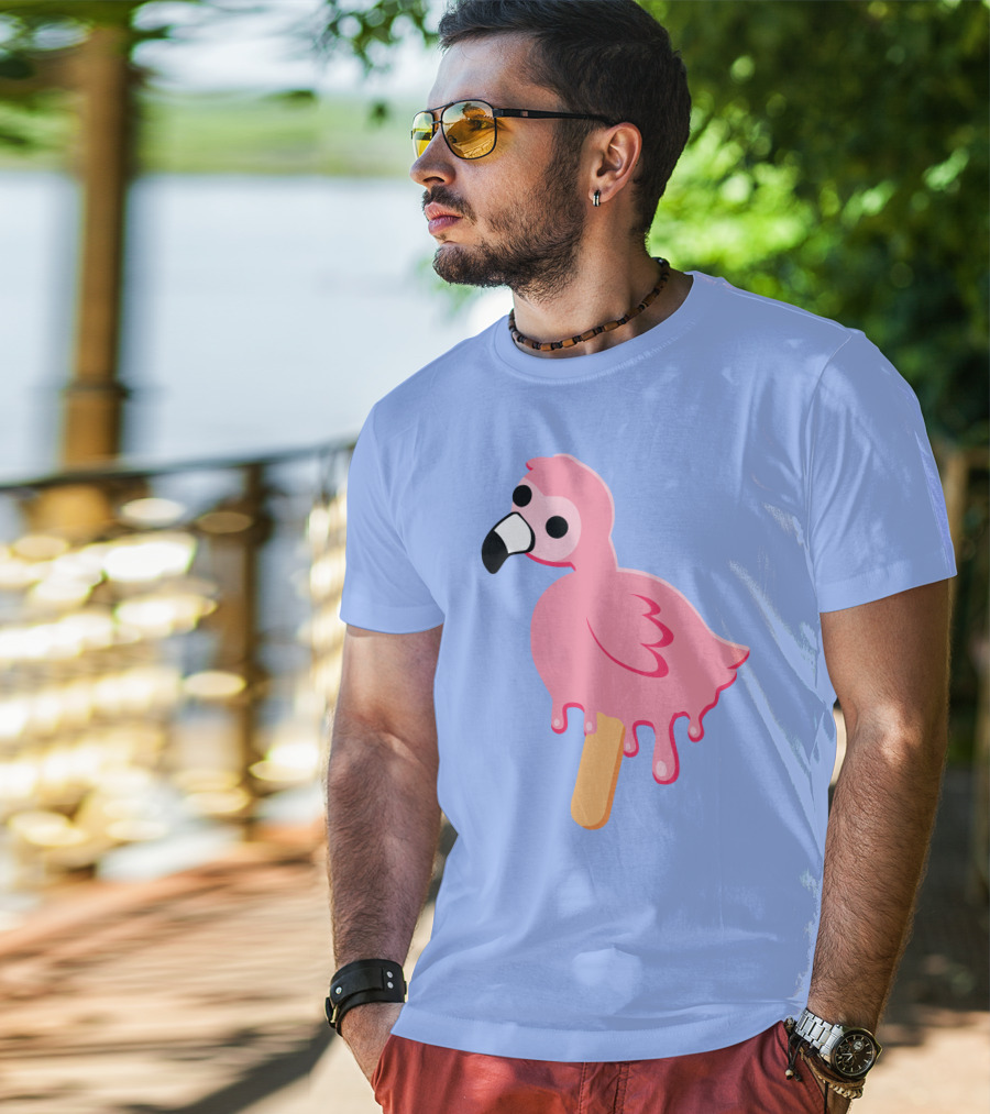 Flamingo Popsicle Melting Drip T-Shirt