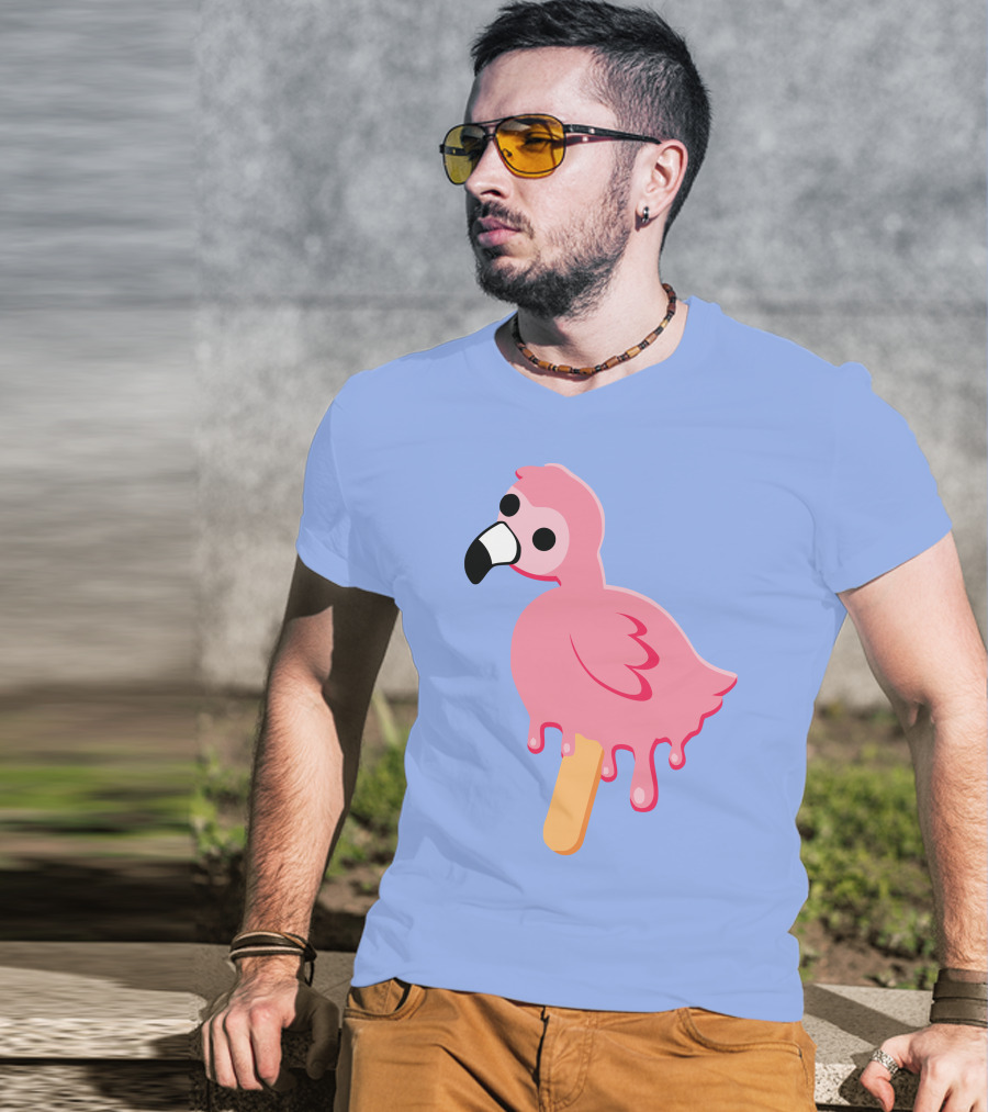 Flamingo Popsicle Melting Drip T-Shirt