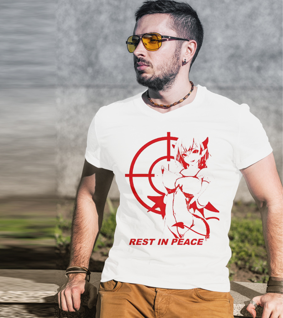 REST IN PEACE Drippin So Pretty Merch Anime Character Target Devil Horns Tail T-Shirt