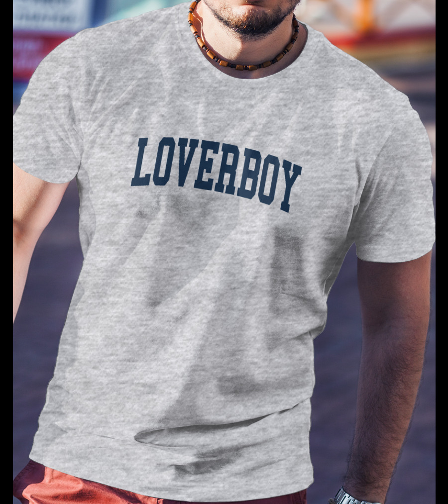 LOVERBOY Merch Grey College Font T-Shirt