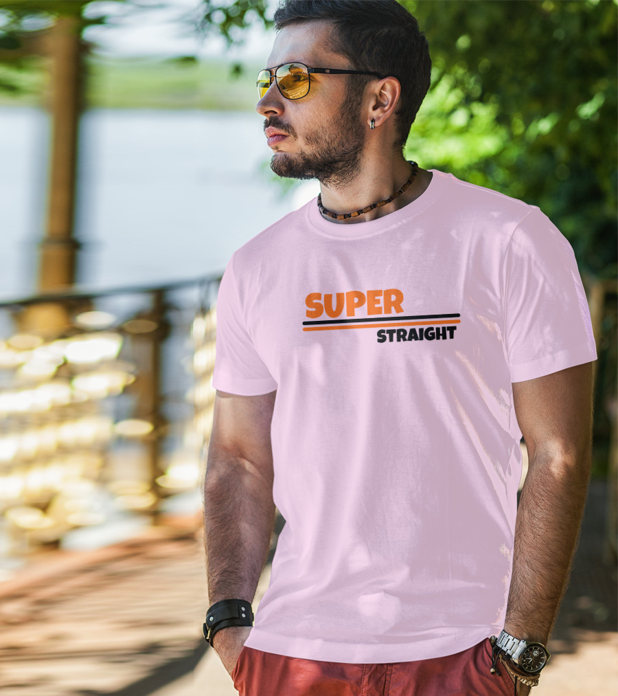 Super Straight Shop Pink Background T-Shirt