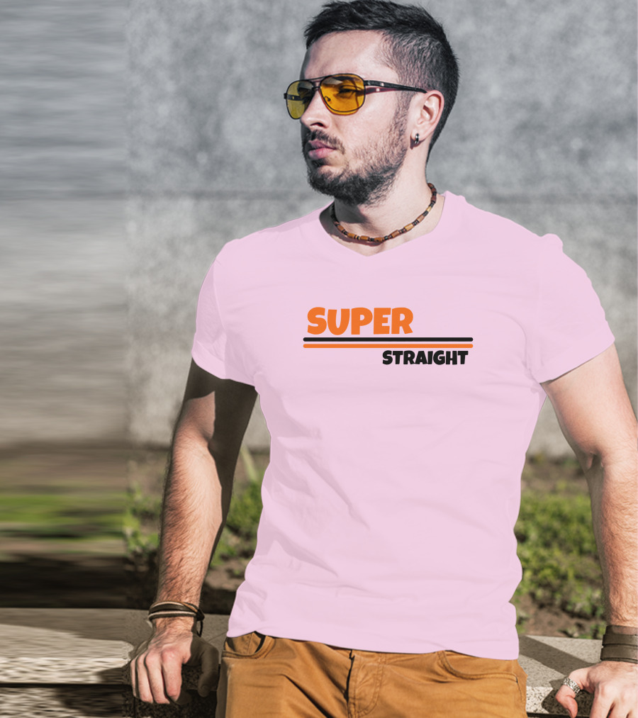 Super Straight Shop Pink Background T-Shirt