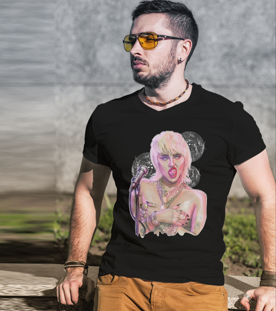 Miley Cyrus Disco Microphone Chains T-Shirt