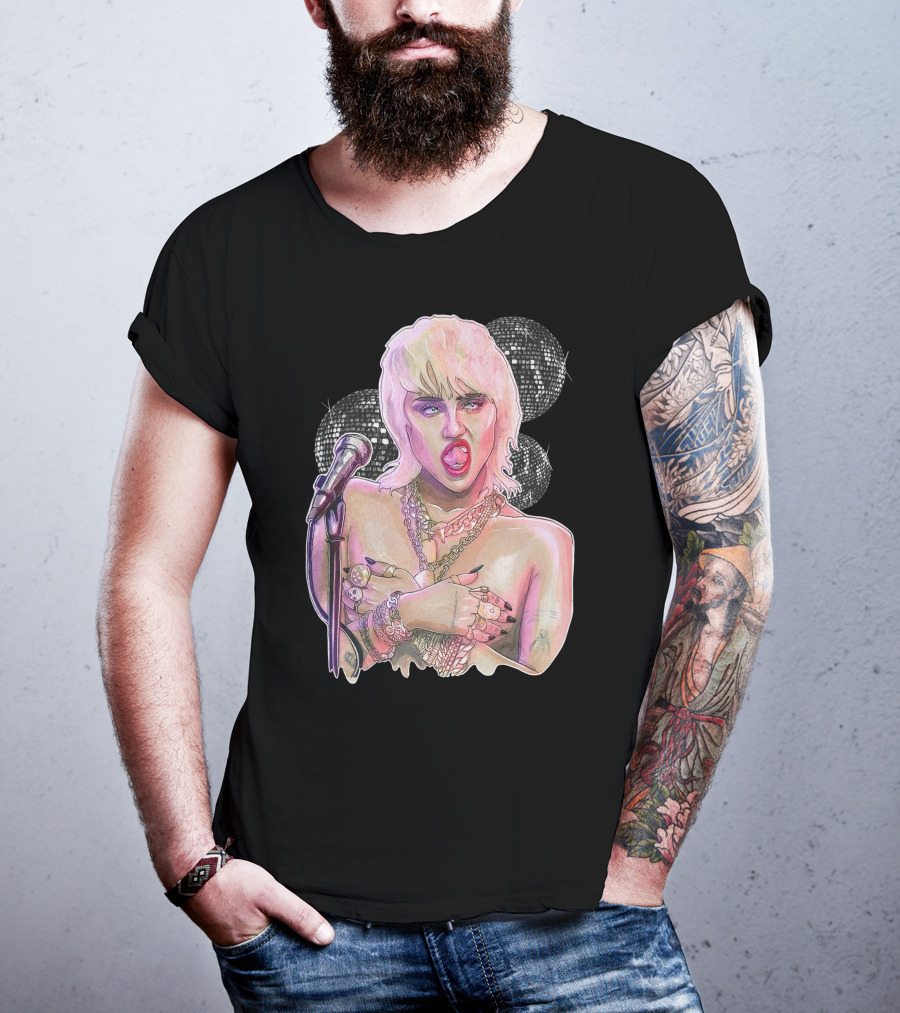 Miley Cyrus Disco Microphone Chains T-Shirt