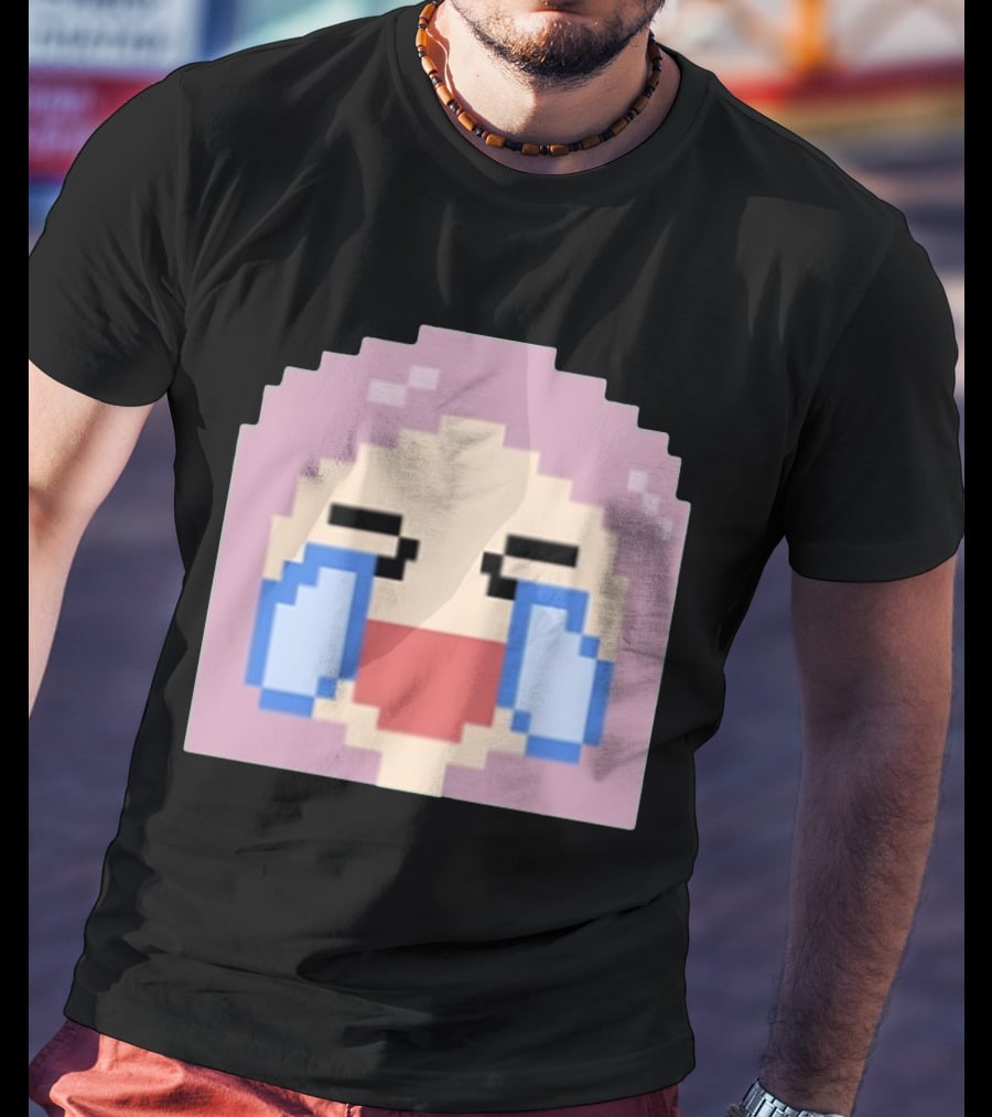 Fufambam Shop Pixel Art Crying Laughing Face T-Shirt
