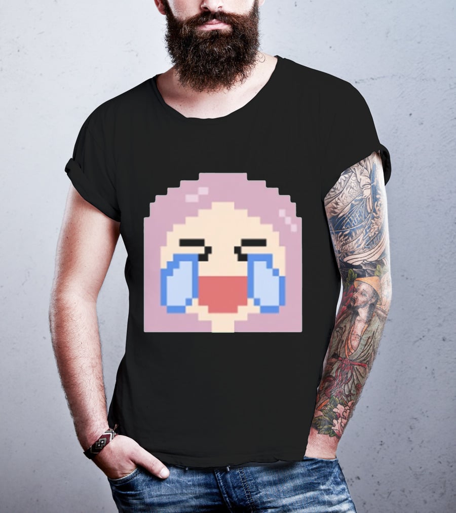 Fufambam Shop Pixel Art Crying Laughing Face T-Shirt