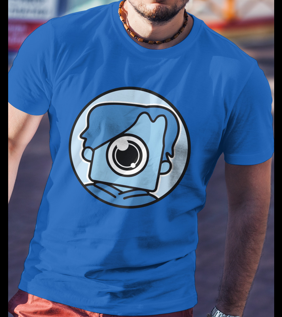 NewScapePro Blue Circle Cartoon Character With Camera Eye T-Shirt