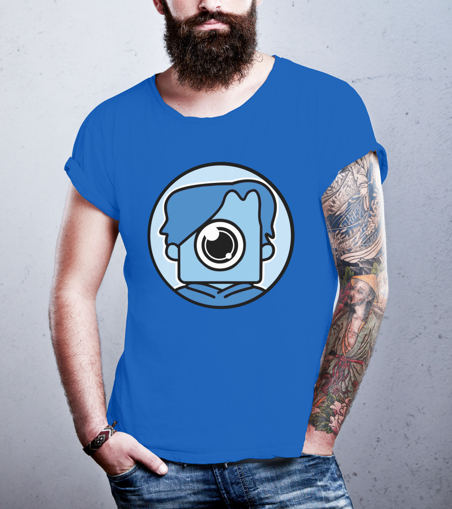 NewScapePro Blue Circle Cartoon Character With Camera Eye T-Shirt