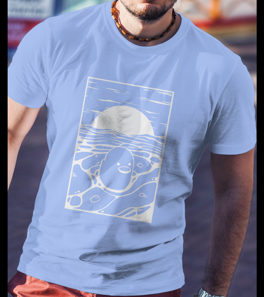 Tubbo By The Sea Shop Duck Sunset Ocean Waves T-Shirt