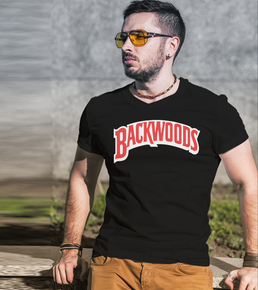 Backwoods Logo Red Arched Text T-Shirt