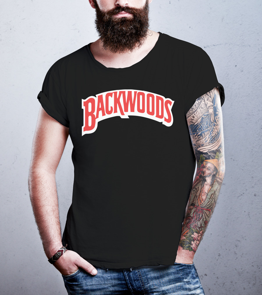 Backwoods Logo Red Arched Text T-Shirt