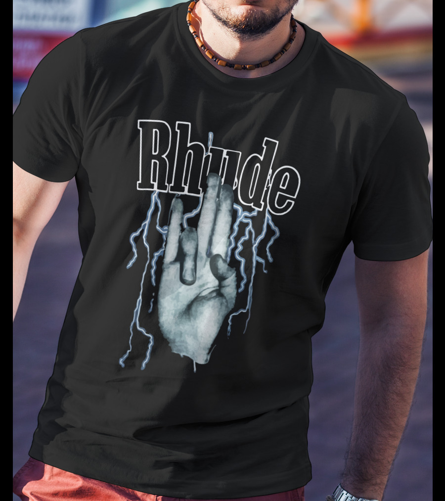 Rhude Lightning Hand Gesture T-Shirt