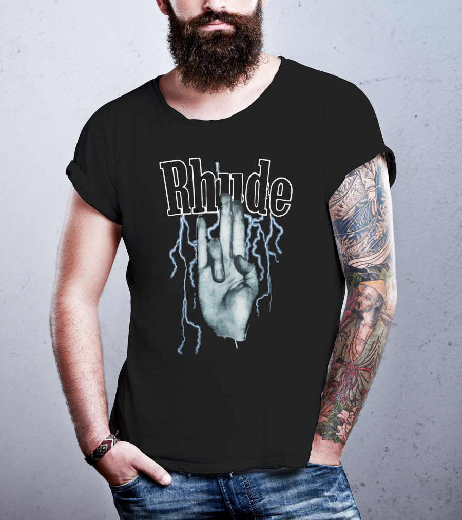 Rhude Lightning Hand Gesture T-Shirt