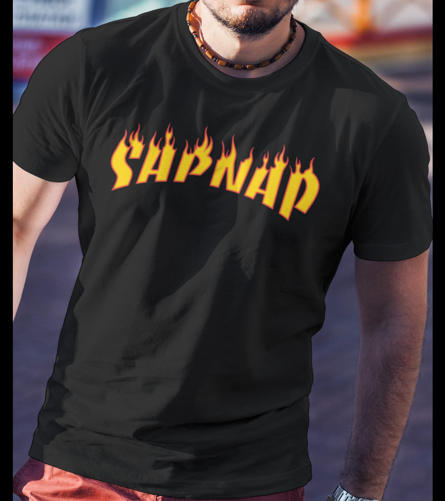 Sapnap Flame Text Design Black T-Shirt