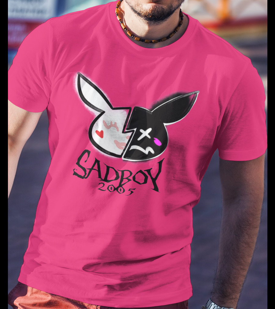 SADBOY 2005 Bunny Logo Pink Background T-Shirt