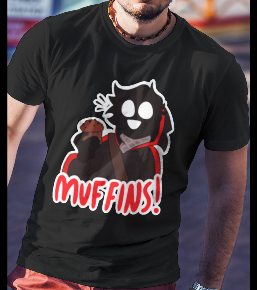 Muffins Character Holding Muffin With Red Outline T-Shirt