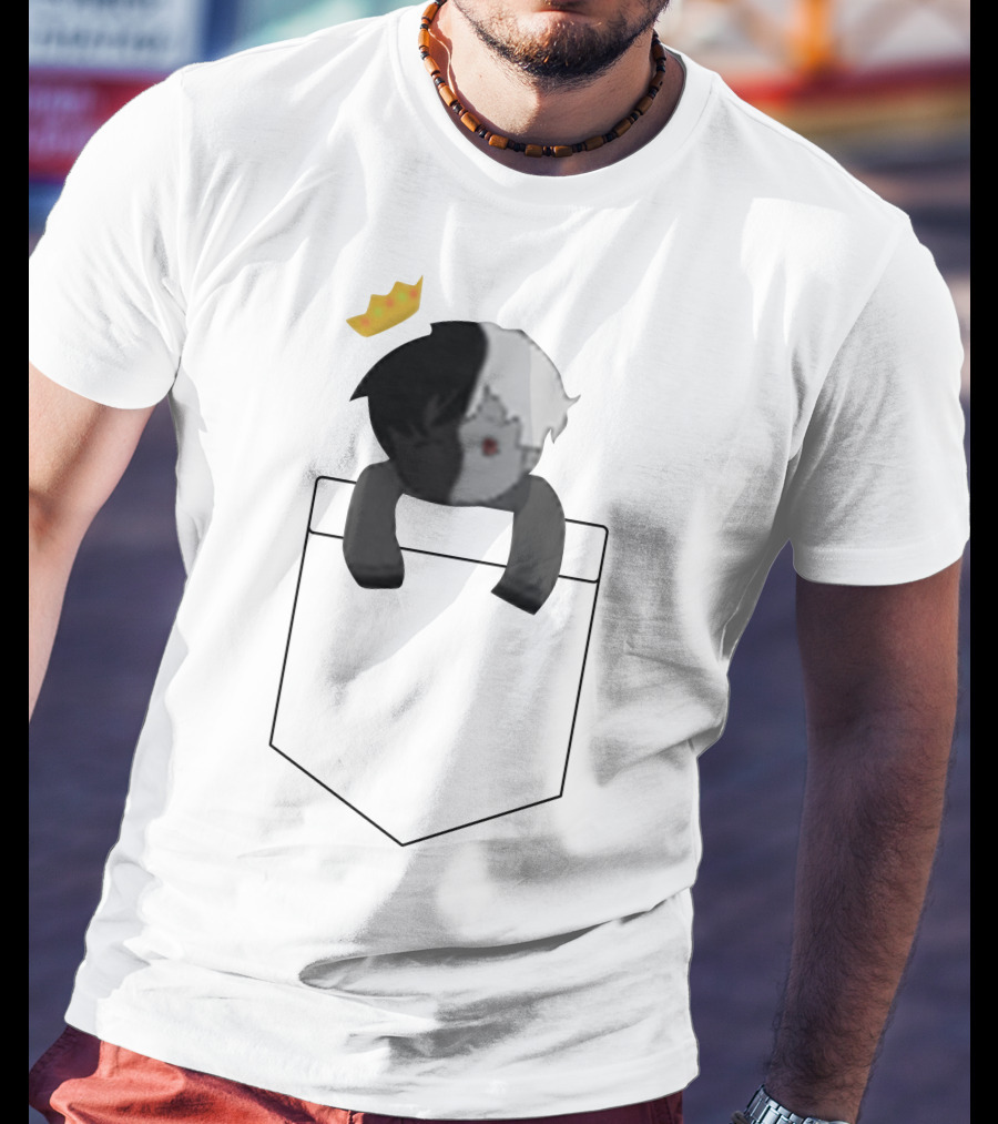 Ranboo Dual-Toned Character With Crown In Pocket T-Shirt