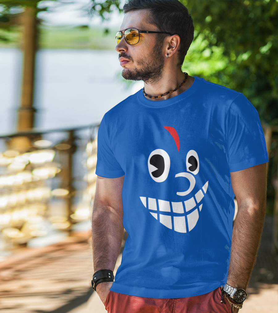 Lil Darkie Merch Blue Face Grin Red Accent T-Shirt