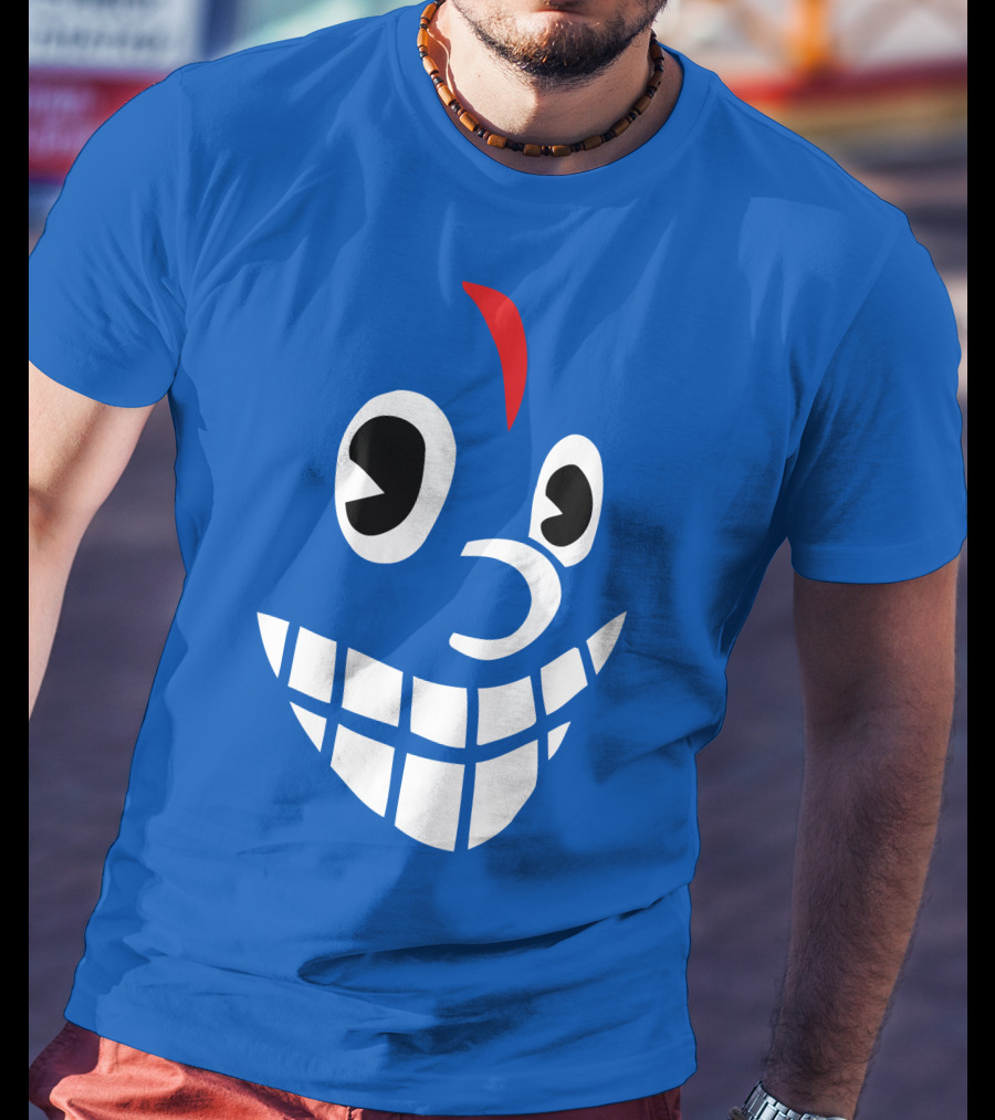 Lil Darkie Merch Blue Face Grin Red Accent T-Shirt