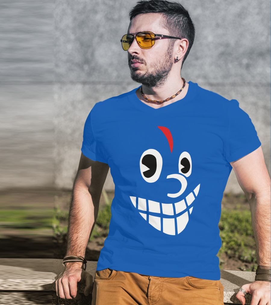 Lil Darkie Merch Blue Face Grin Red Accent T-Shirt