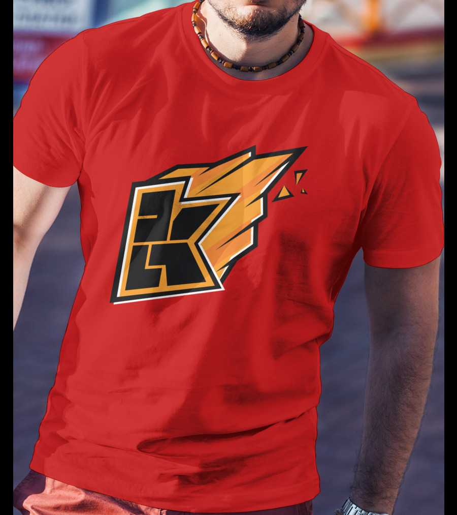 Kwebbelkop Merch Orange K Logo With Flame Effect T-Shirt