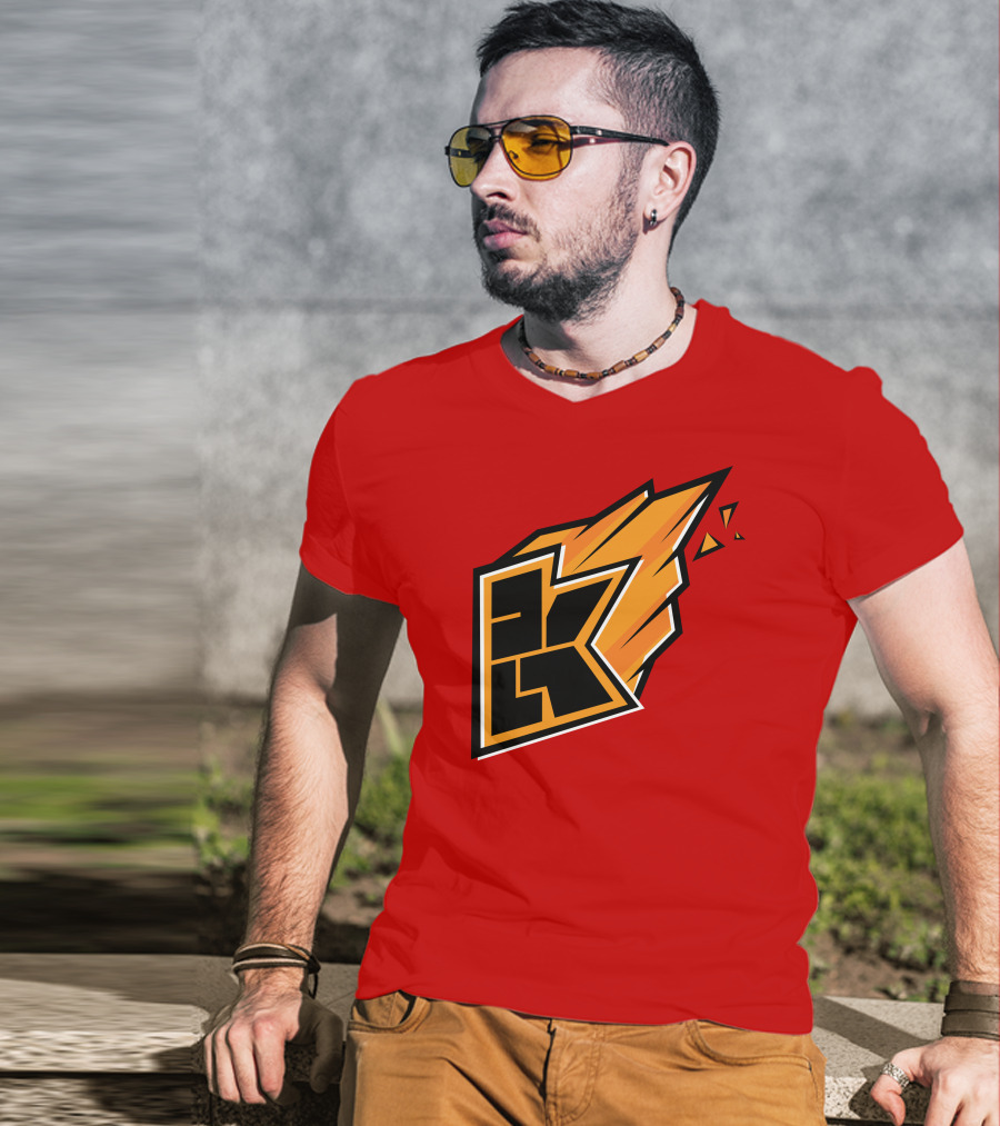 Kwebbelkop Merch Orange K Logo With Flame Effect T-Shirt