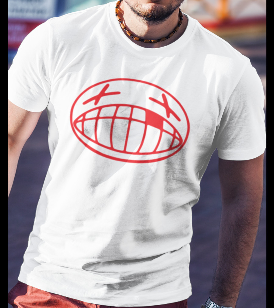 Offcanny Merch Red Emoticon Face With X Eyes And Grinning Mouth T-Shirt