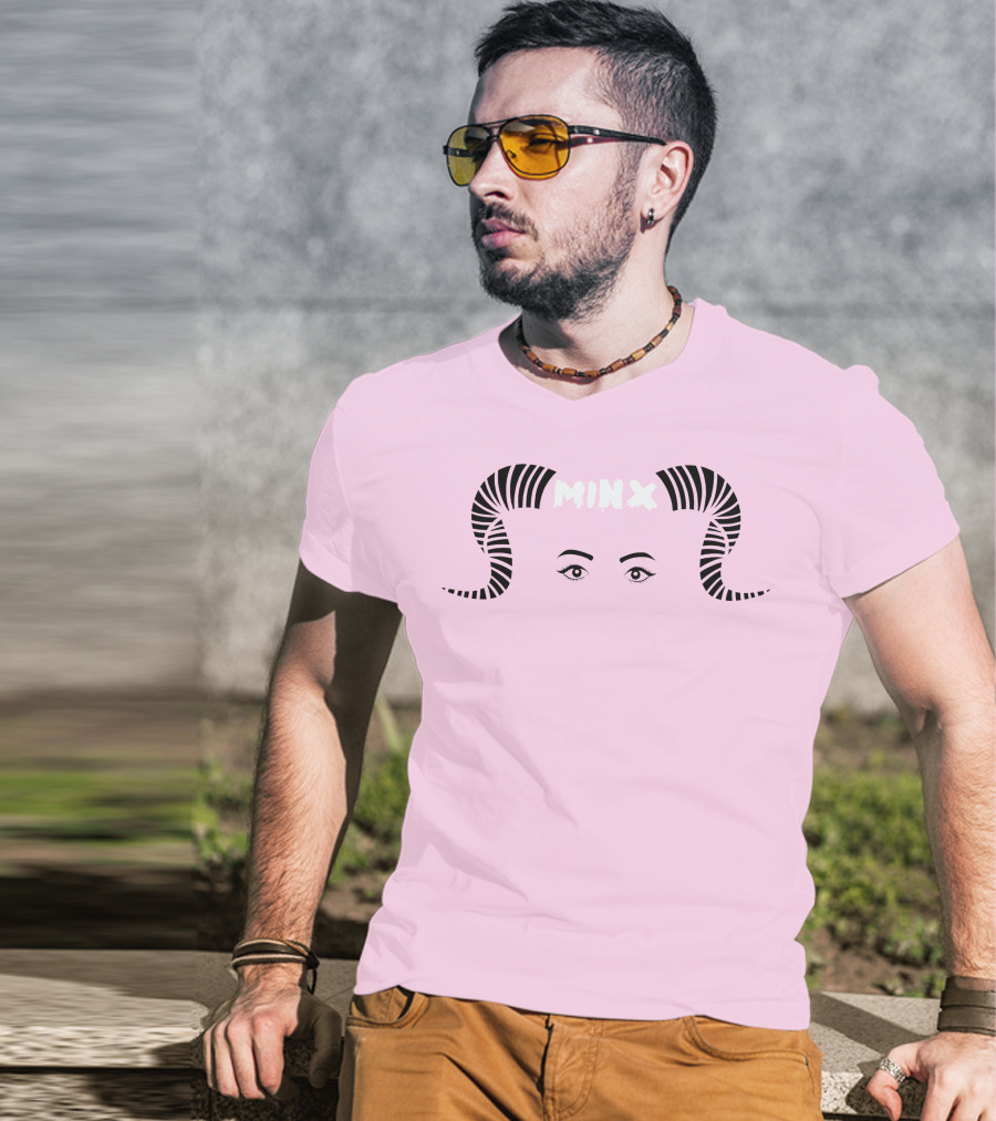 MINX Horned Eyebrow Expression Pink T-Shirt