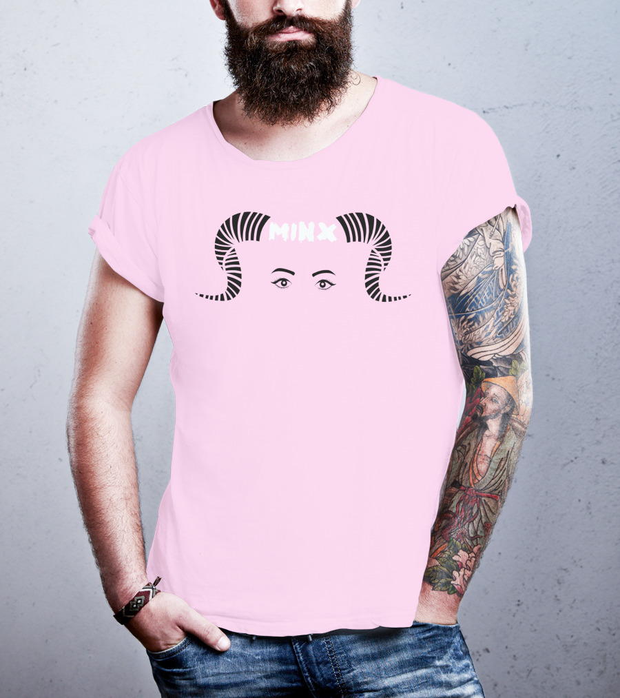 MINX Horned Eyebrow Expression Pink T-Shirt