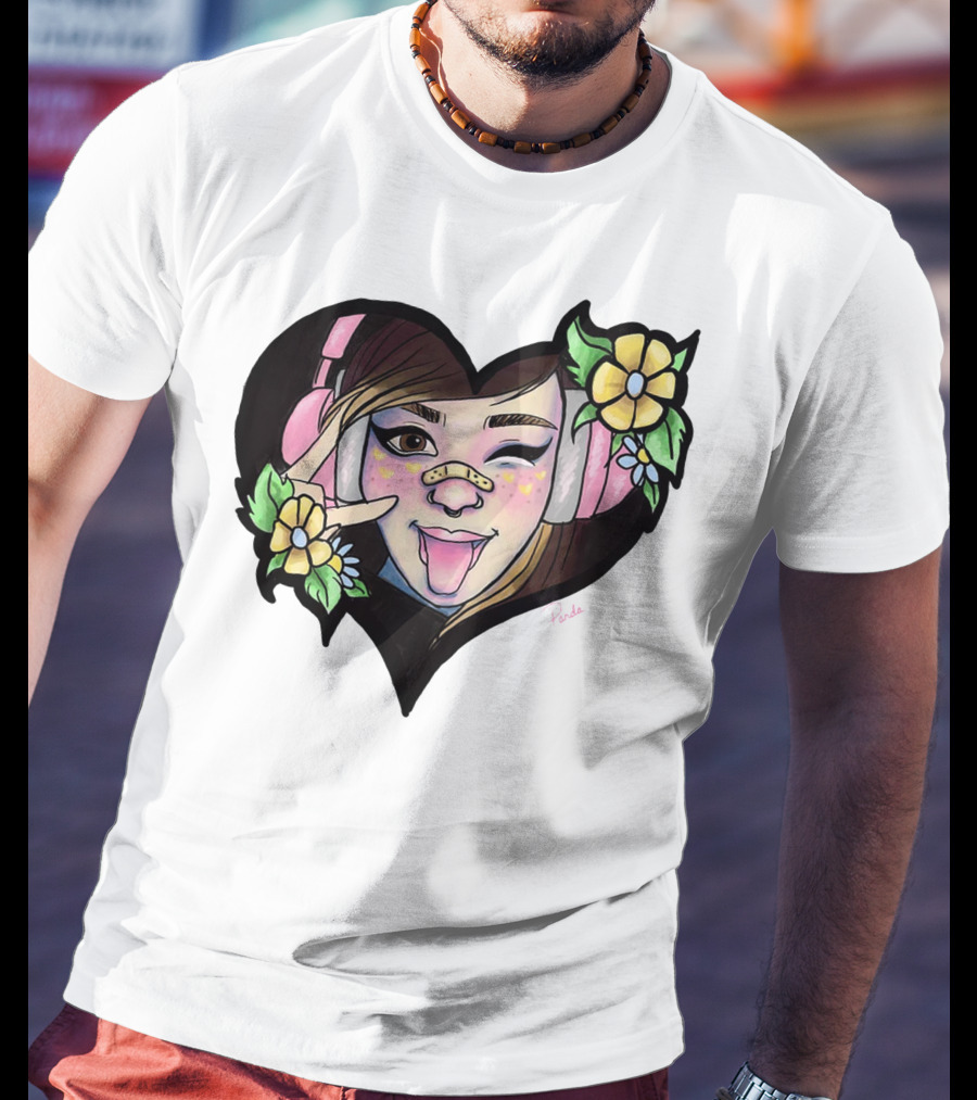 Digitalprincxss Heart Headphones And Flower T-Shirt