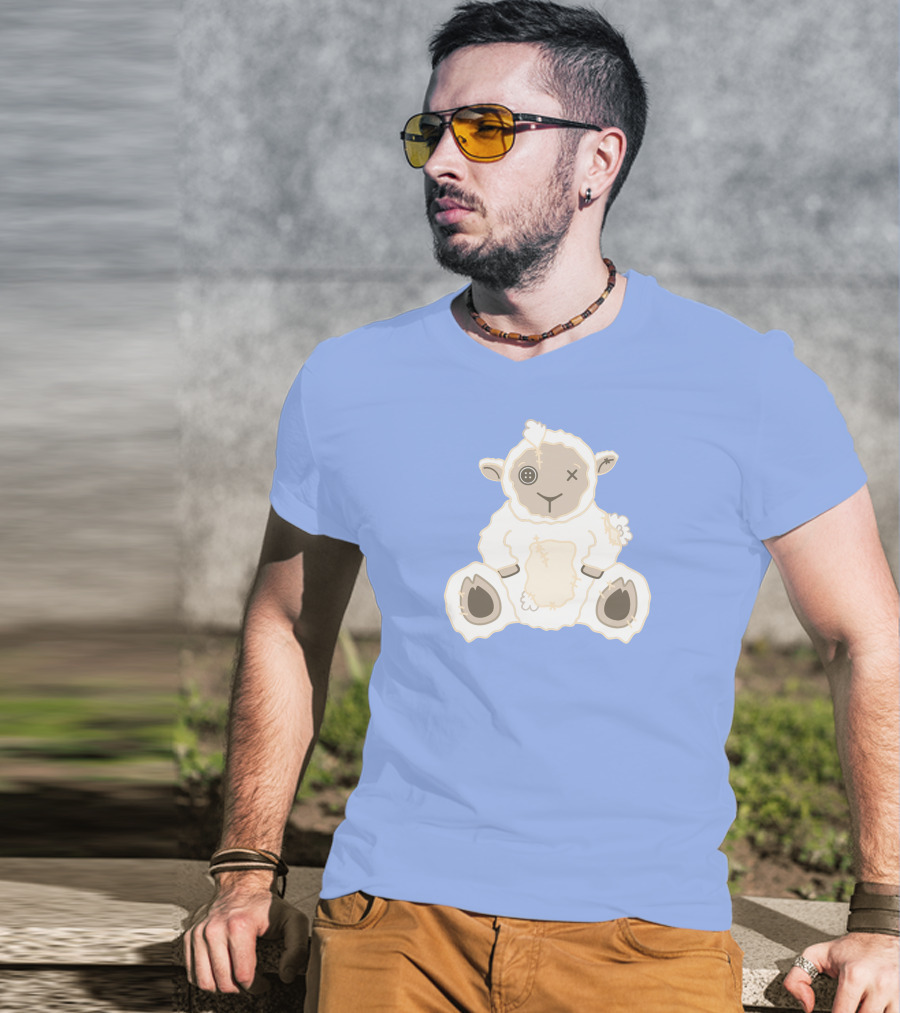 Captain Puffy Merch Sheep Plush Button Eye Patchwork T-Shirt