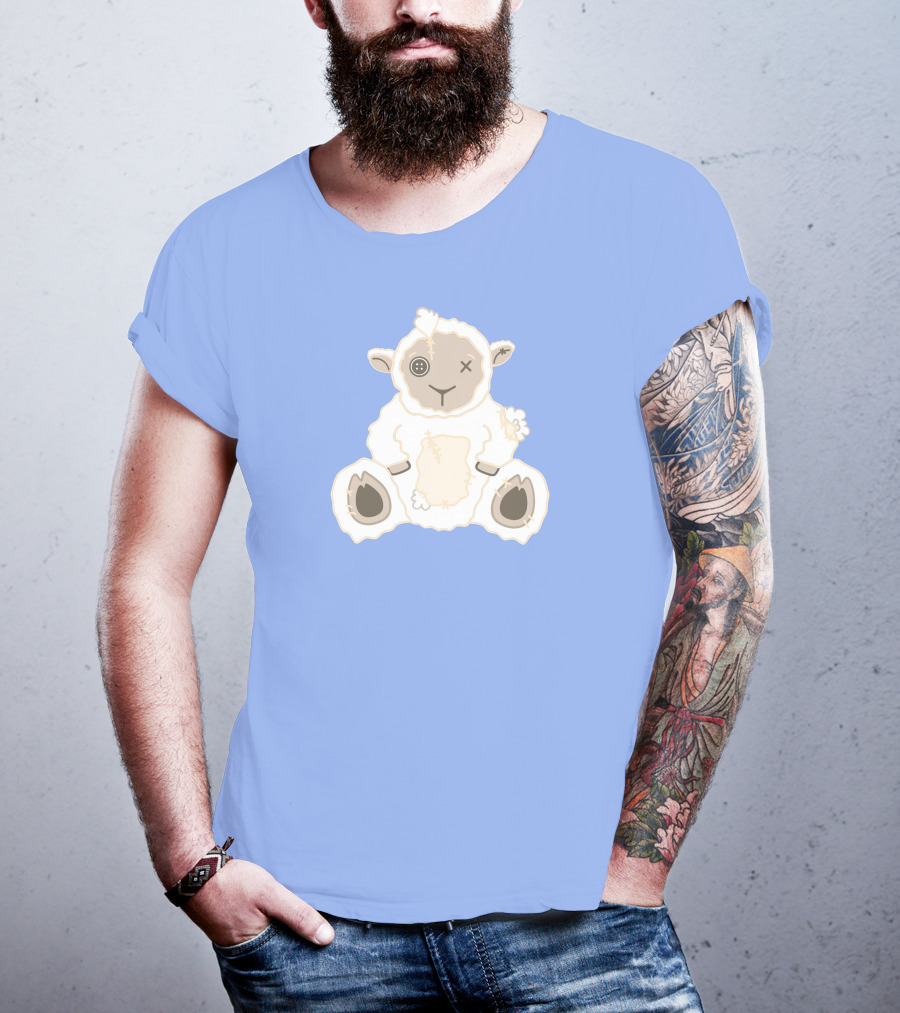 Captain Puffy Merch Sheep Plush Button Eye Patchwork T-Shirt