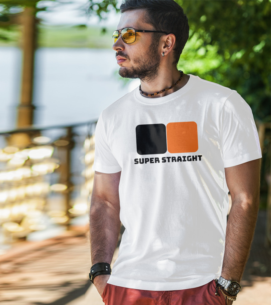 Super Straight Black Orange Square T-Shirt