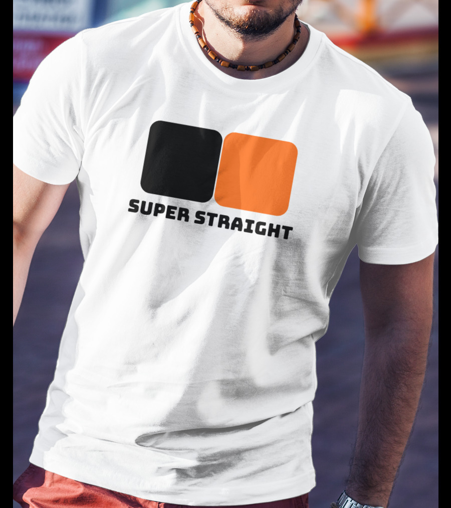 Super Straight Black Orange Square T-Shirt