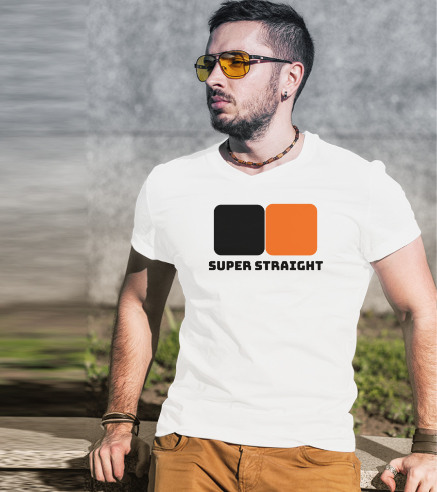 Super Straight Black Orange Square T-Shirt