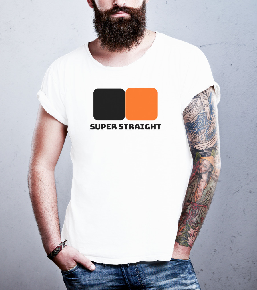 Super Straight Black Orange Square T-Shirt