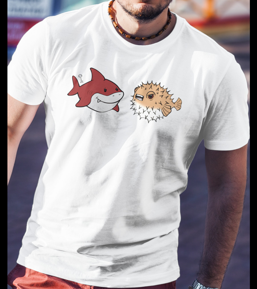 Bonfire Lowkey Anime Merch Shark And Pufferfish Duo T-Shirt