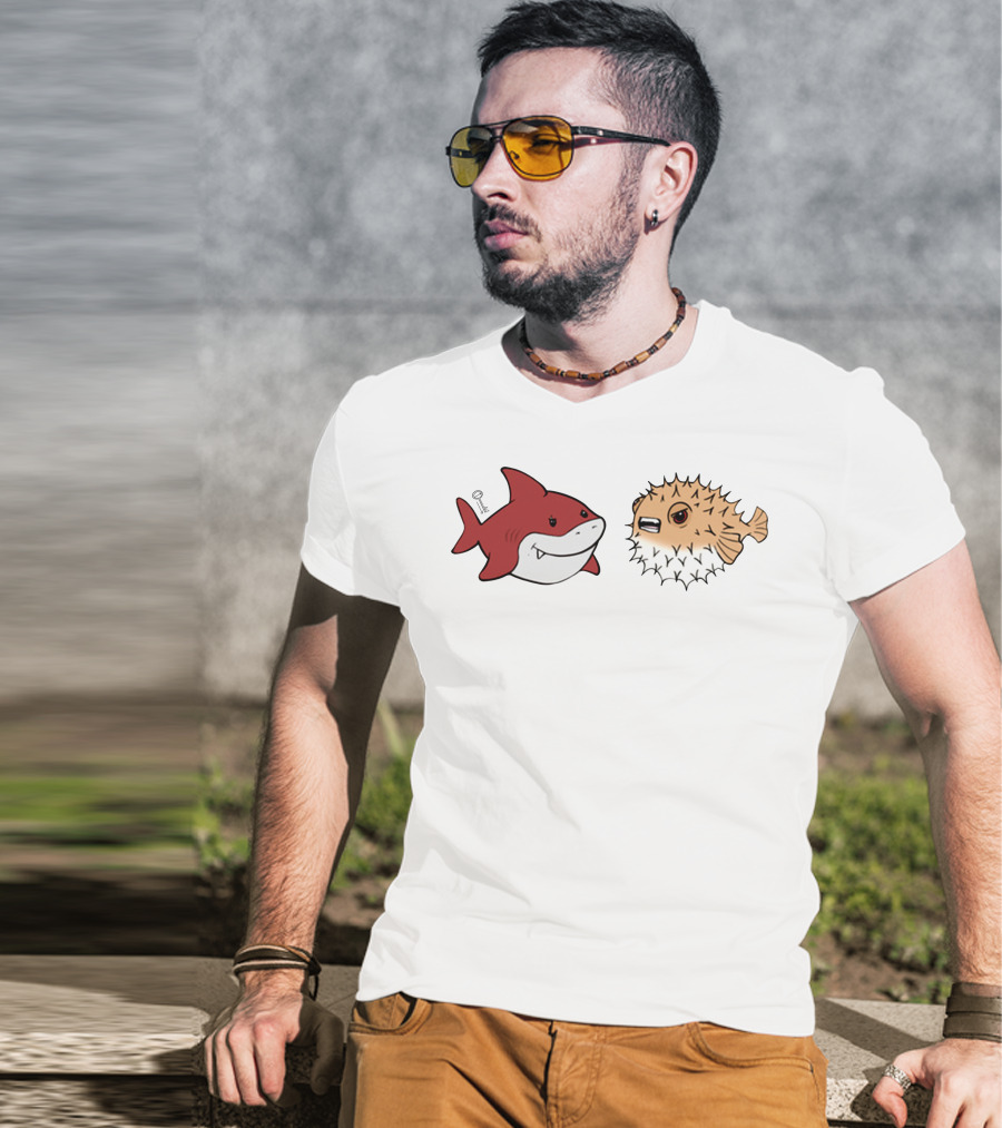 Bonfire Lowkey Anime Merch Shark And Pufferfish Duo T-Shirt