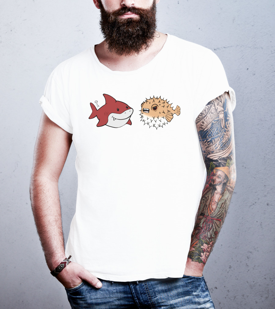 Bonfire Lowkey Anime Merch Shark And Pufferfish Duo T-Shirt