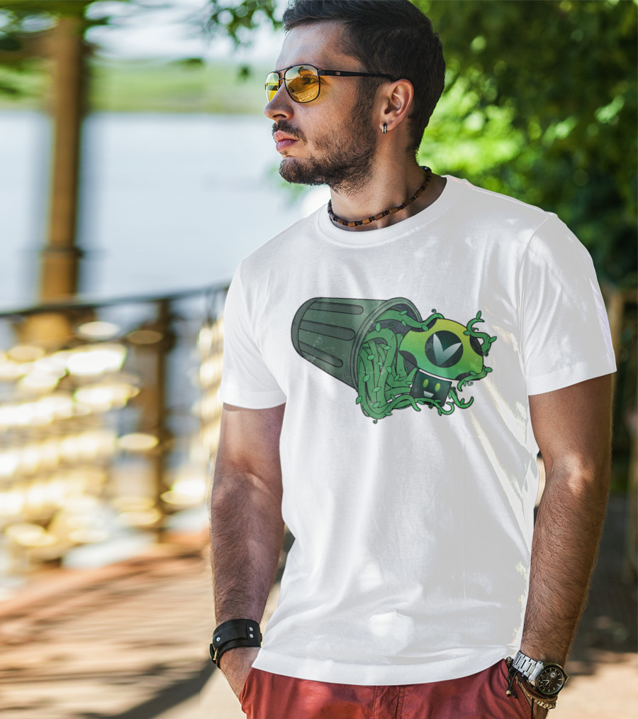Vinesauce Trash Can With Green Goo And Controller T-Shirt