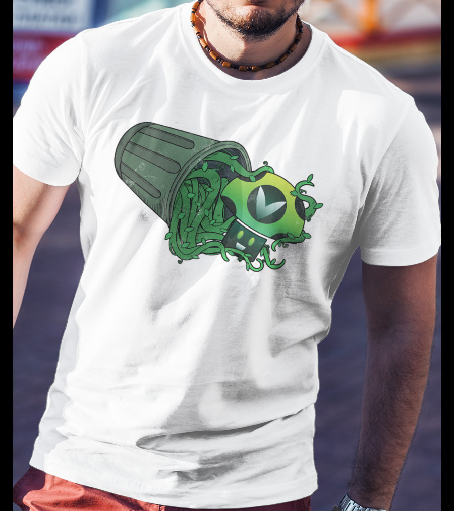 Vinesauce Trash Can With Green Goo And Controller T-Shirt